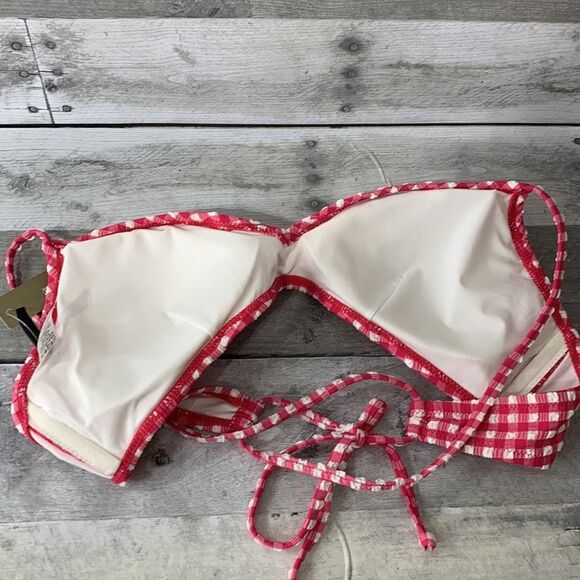 Loft Gingham Bikini Top Sz L Pink &‎ White NWT - Picture 4 of 7